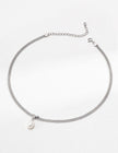 Sterling silver pearl necklace - Sterling silver necklace (length adjustable) image