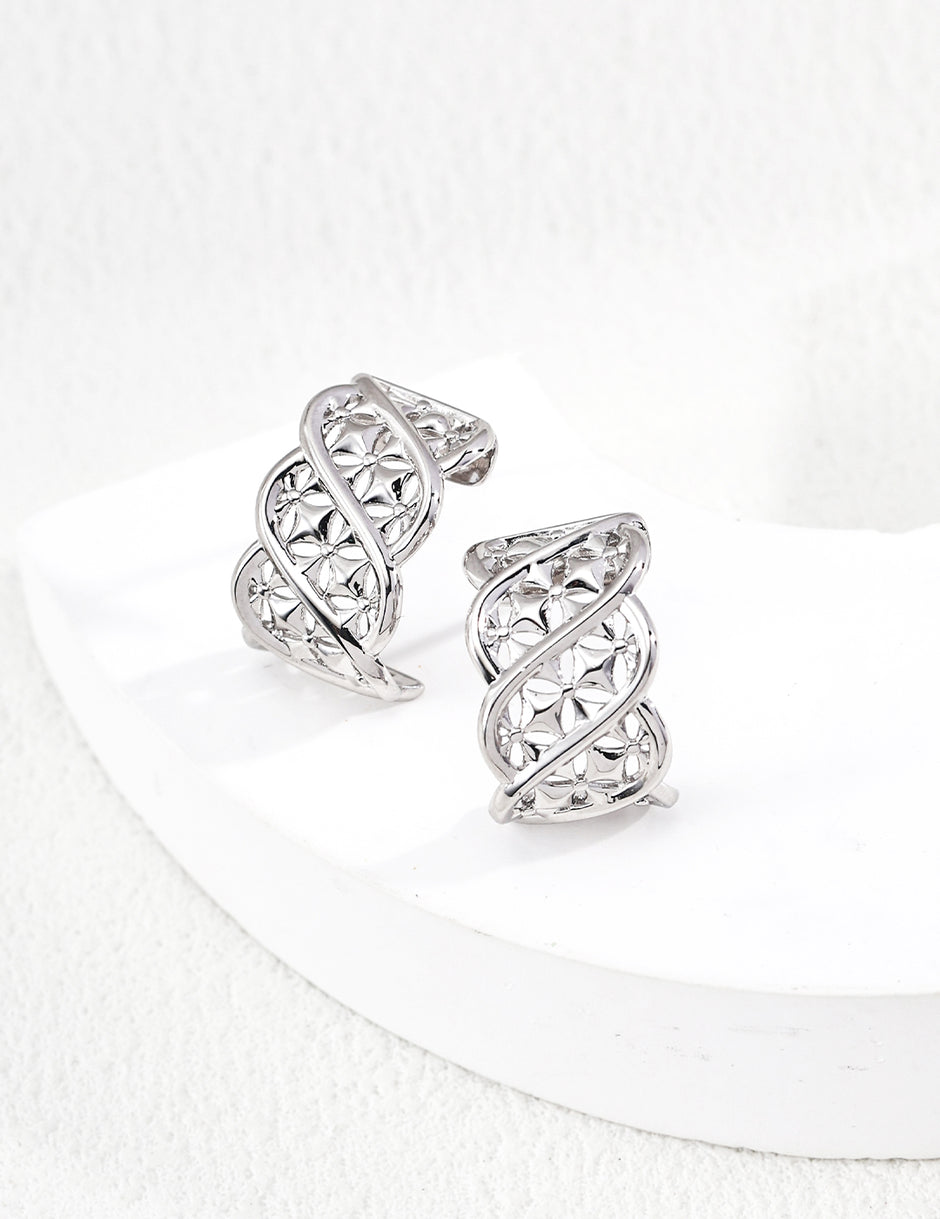 Plain silver earrings - white gold image