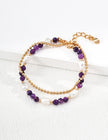 S925 silver natural pearl amethyst bracelet image 0