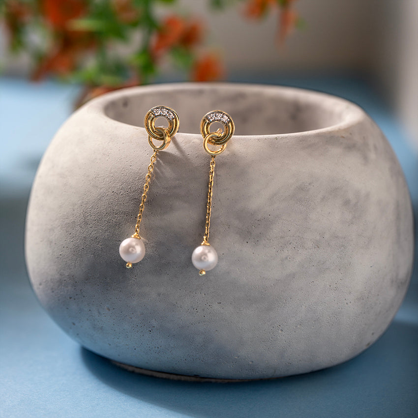 Intertwine Circlet Pearl Drop Earrings image 4