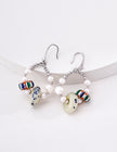 Handmade Pearl & Nepalese Glass Bead Earrings – Himalayan Artisan Dangle Earrings for Women