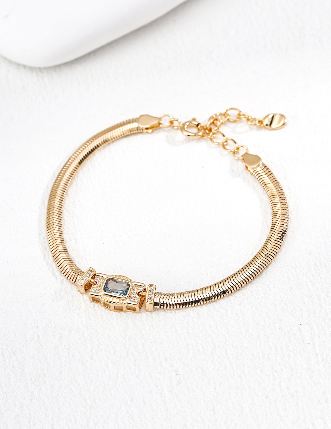 zircon bracelet - vintage gold Sterling silver bracelet (adjustable) image