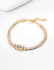 zircon bracelet - vintage gold Sterling silver bracelet (adjustable) image