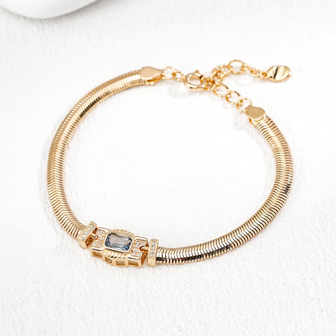 zircon bracelet - vintage gold Sterling silver bracelet (adjustable) image