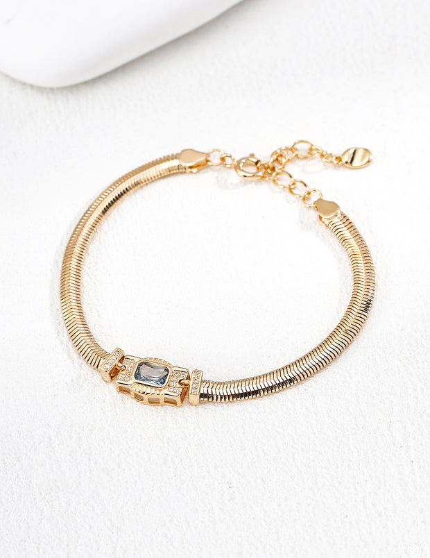 zircon bracelet - vintage gold Sterling silver bracelet (adjustable) image