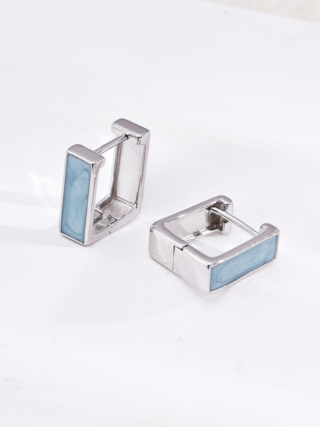 Minimalist French Enamel Stud Earrings – Elegant Geometric Gold & Silver Earrings for Women