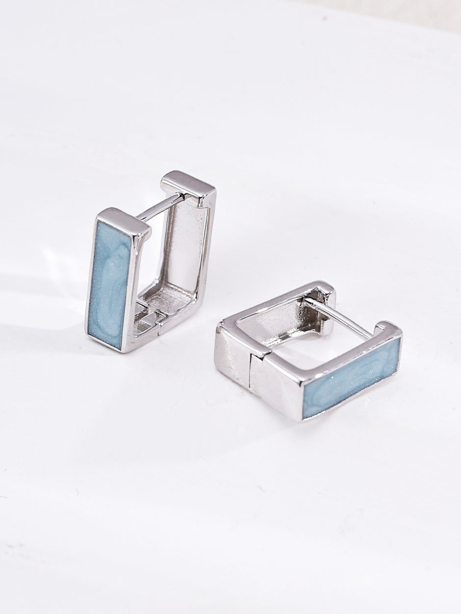 Minimalist French Enamel Stud Earrings – Elegant Geometric Gold & Silver Earrings for Women