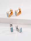 Minimalist French Enamel Stud Earrings – Elegant Geometric Gold & Silver Earrings for Women