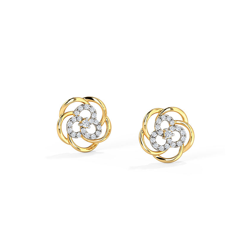 Floweret Cluster Diamond Stud Earrings image 3
