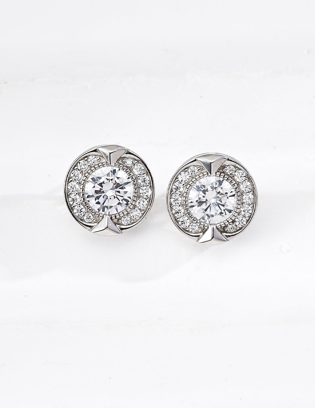 S925 silver fashion zircon earrings - white gold image