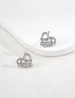 Silver Heart CZ Stud Earrings