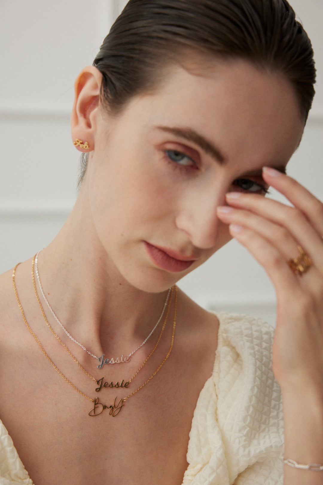 925 silver plated 18K gold letter customized necklace image 3