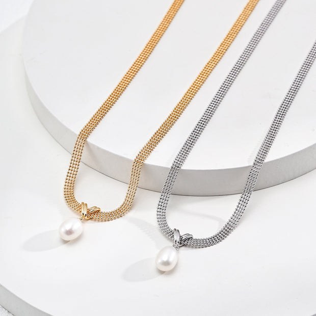 Sterling silver pearl necklace image 0