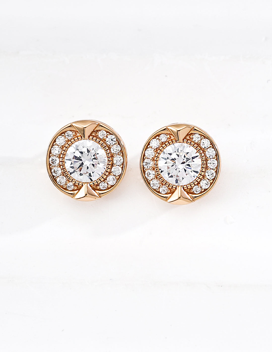 S925 silver fashion zircon earrings - vintage gold image