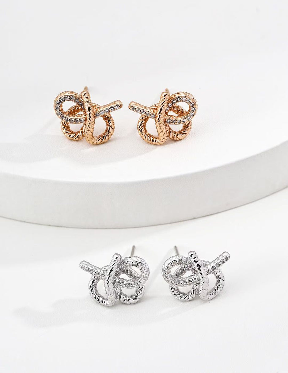 Knot CZ Stud Earrings