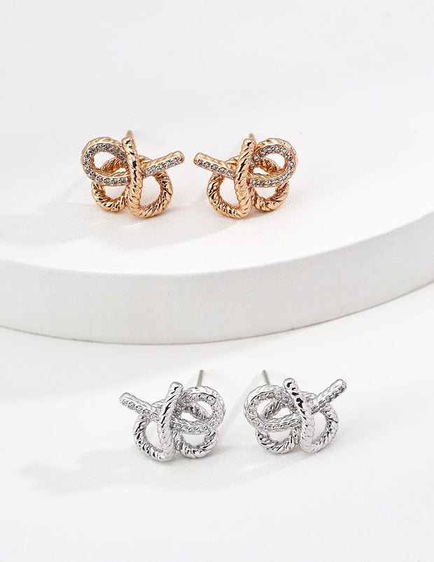 Knot CZ Stud Earrings