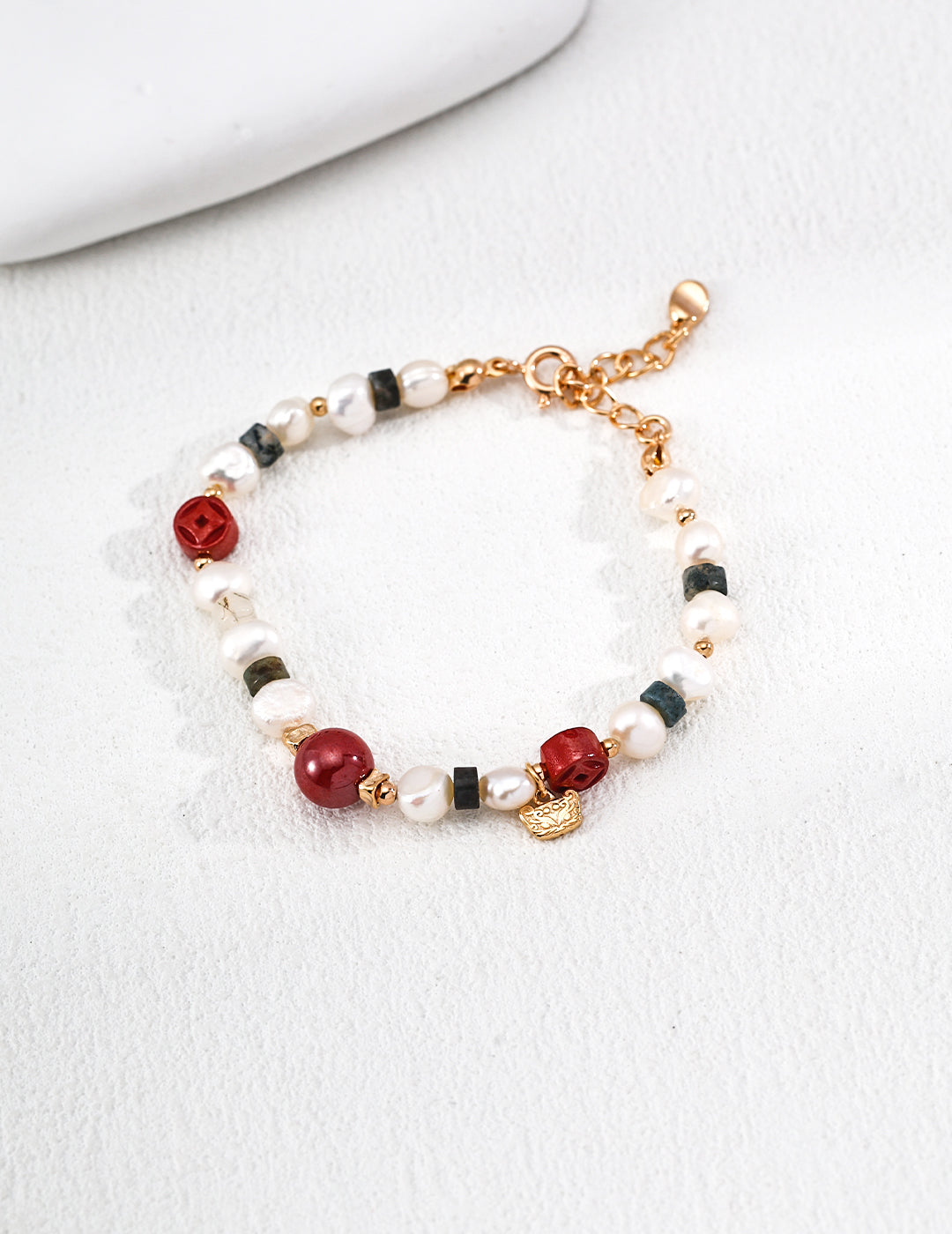 S925 silver cinnabar aquatic agate natural pearl bracelet image 0