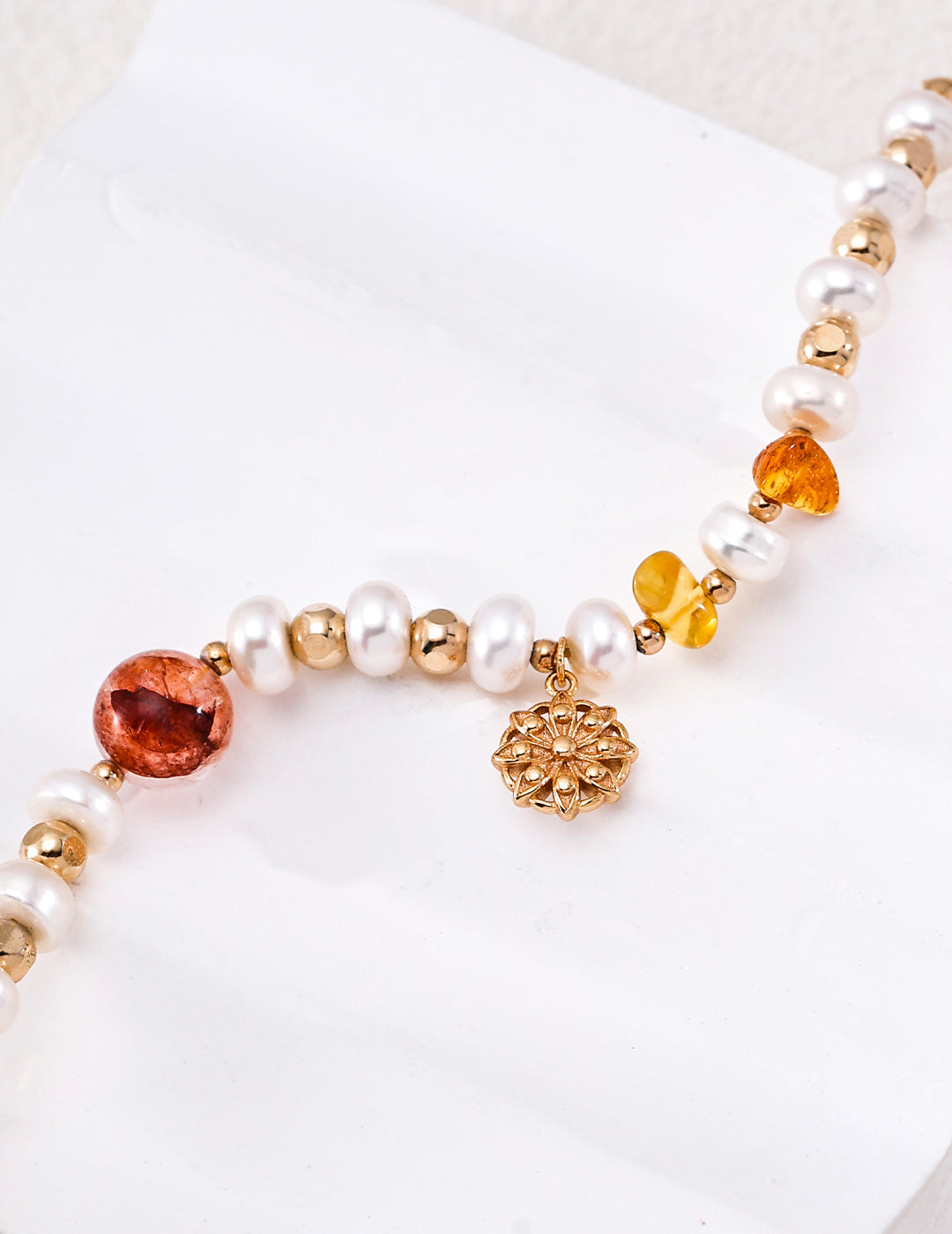 925 Sterling Silver Pearl & Natural Crystal Bracelet for Women – Elegant Handmade Beaded Jewelry