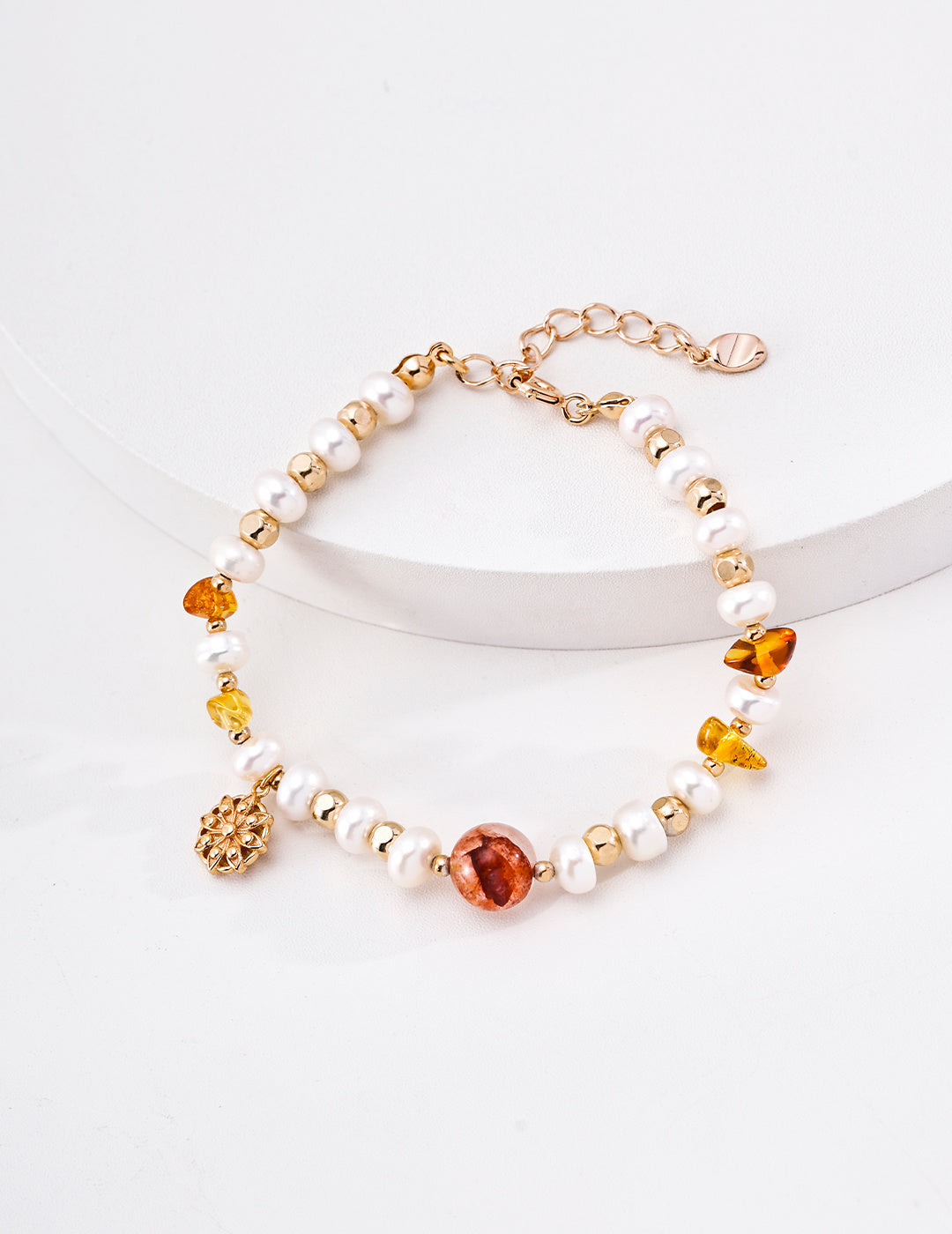 925 Sterling Silver Pearl & Natural Crystal Bracelet for Women – Elegant Handmade Beaded Jewelry