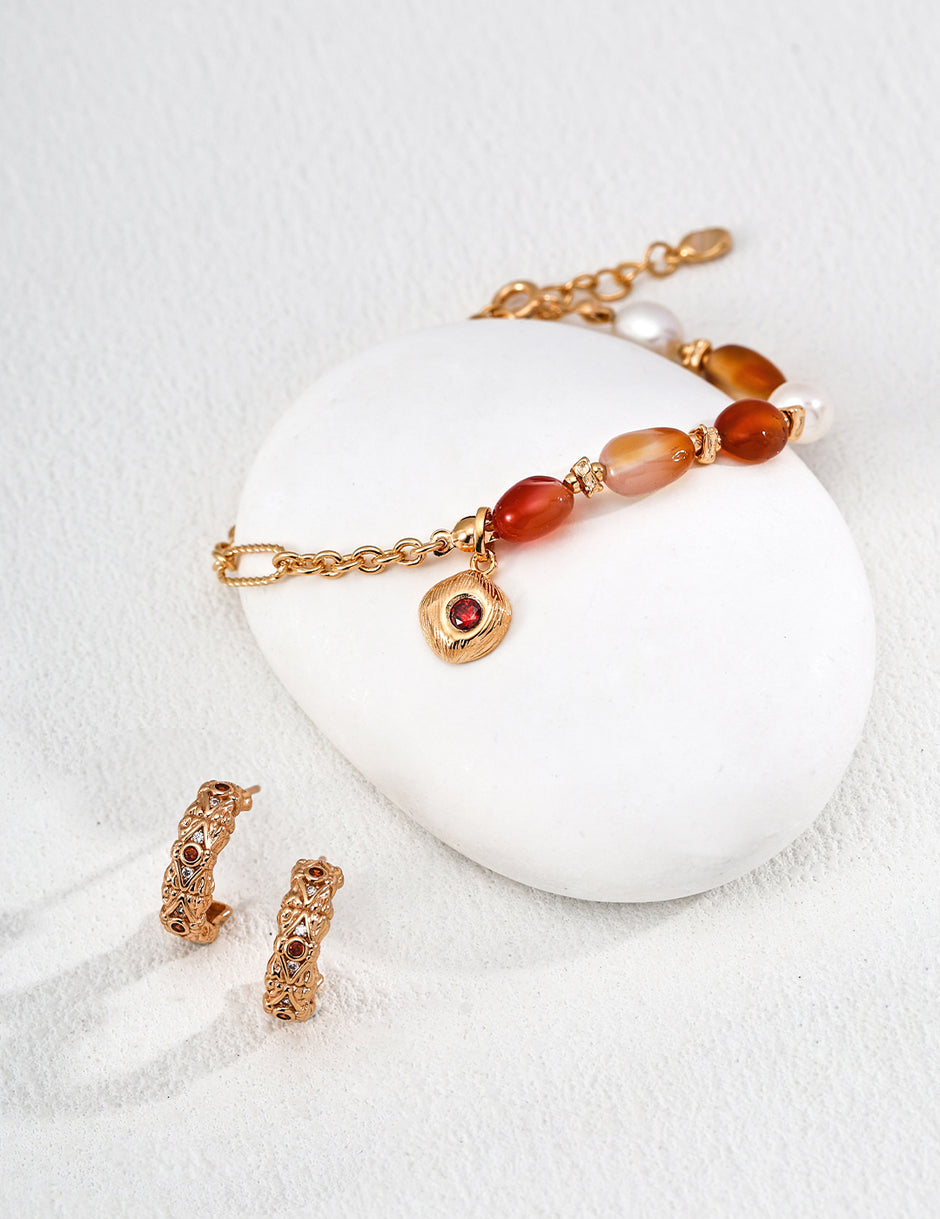 Red agate pearl bracelet image 3