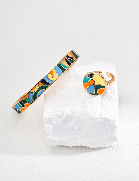 S925 silver fashion drip glaze bracelet (size adjustable) image 0