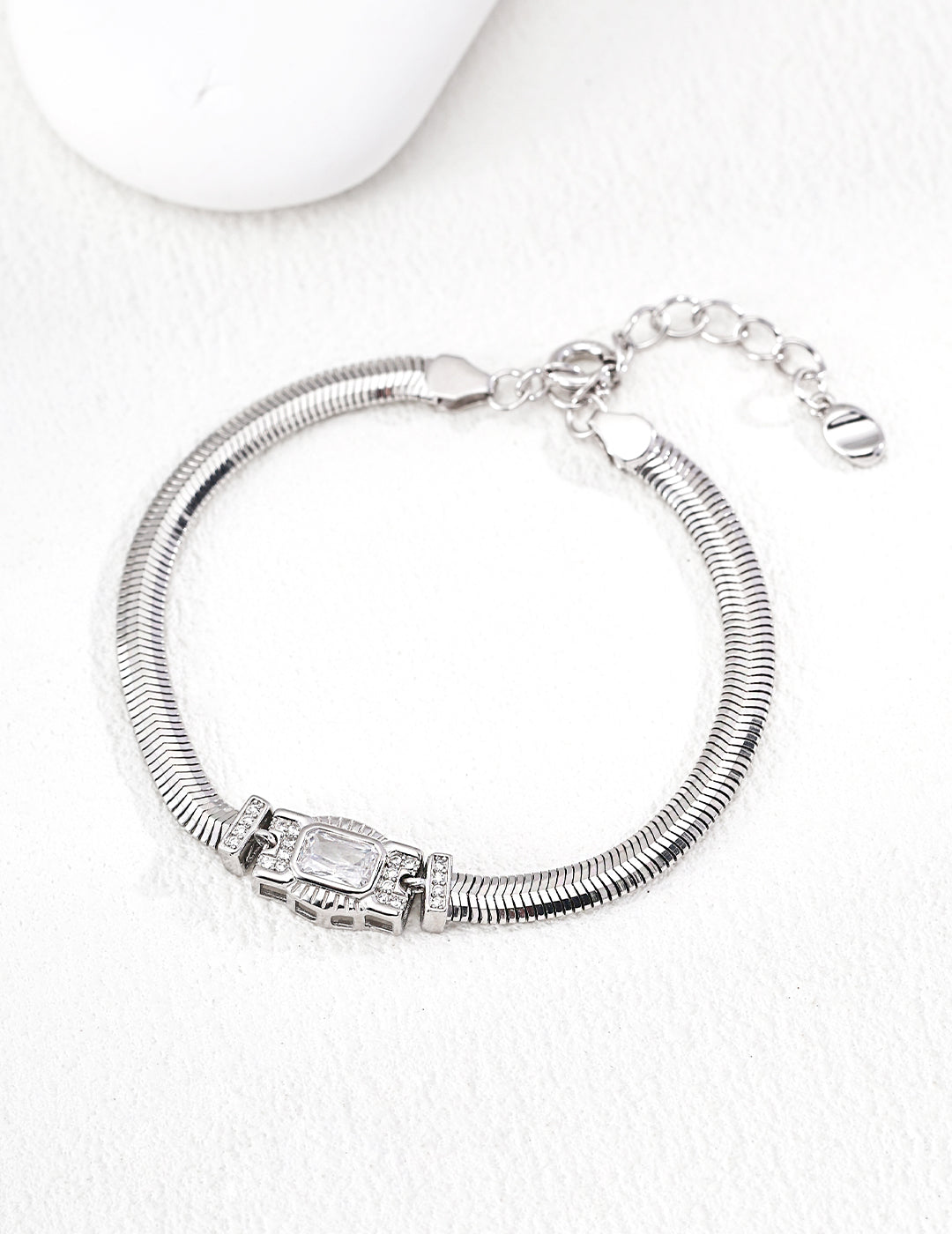 zircon bracelet - white gold Sterling silver bracelet (adjustable) image