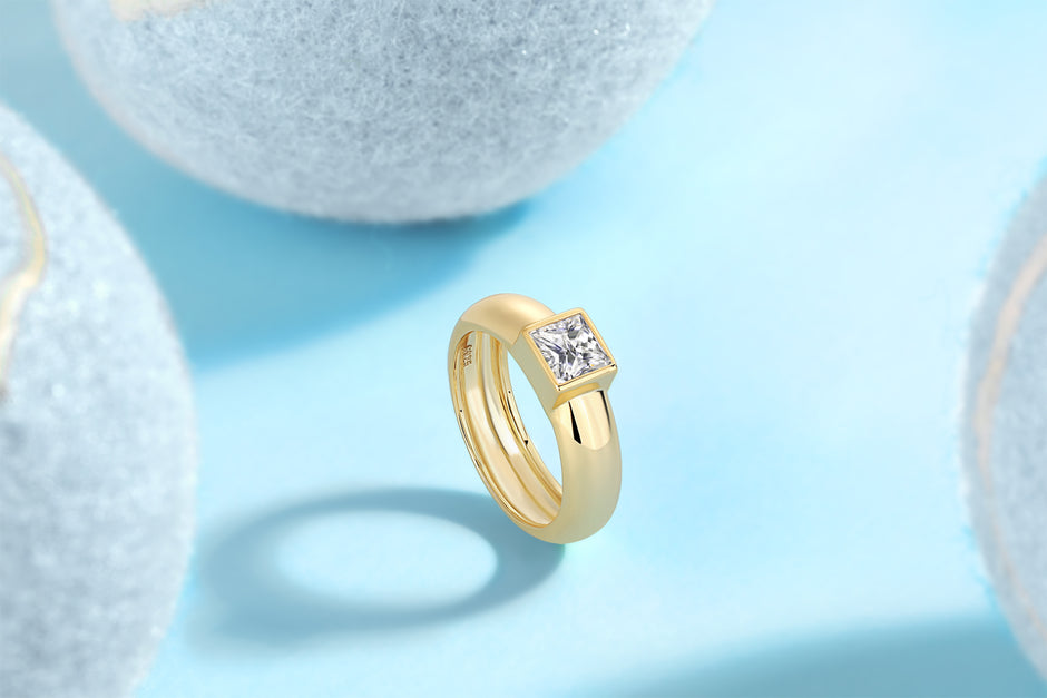 Champagne Starry Tide Square Ring image 5