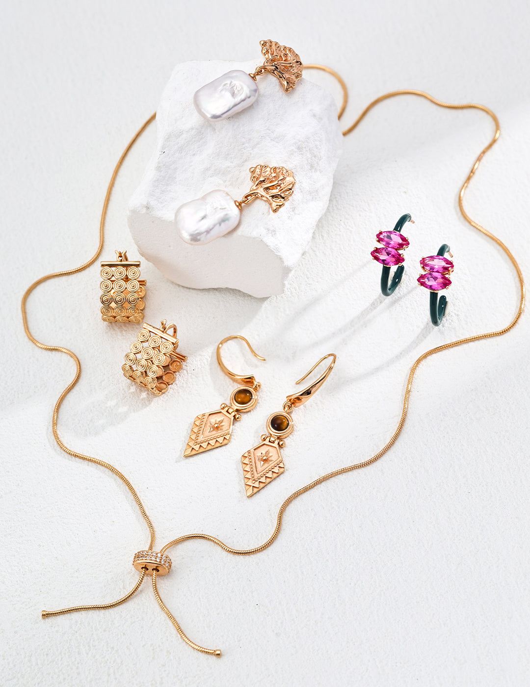 S925 silver vintage drip glazed zircon earrings image 2