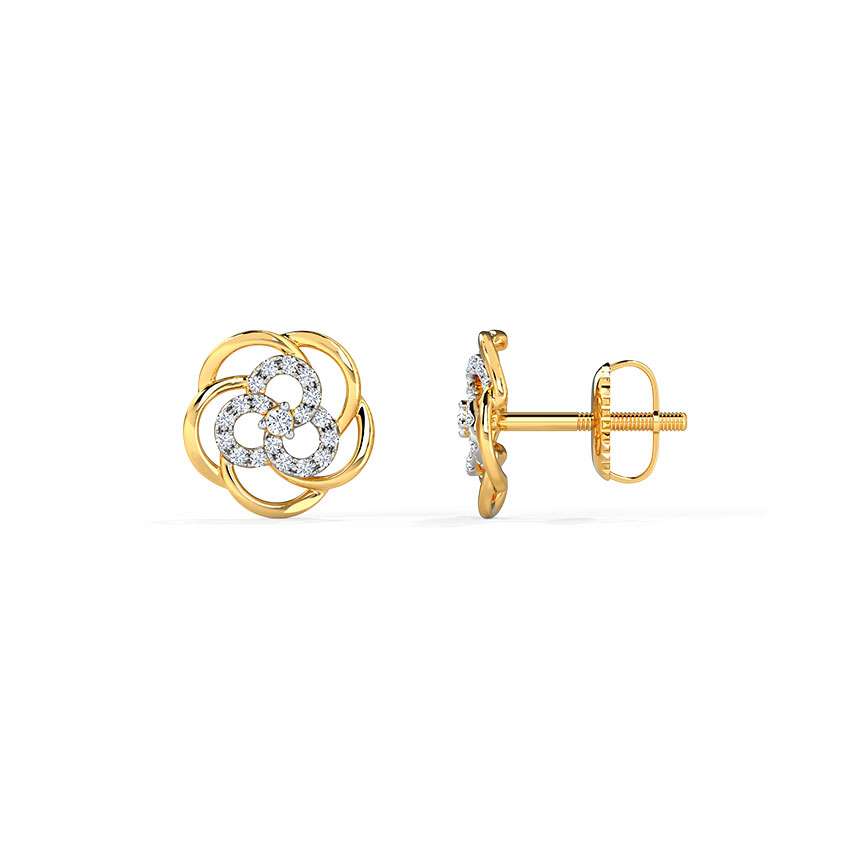 Floweret Cluster Diamond Stud Earrings image 2