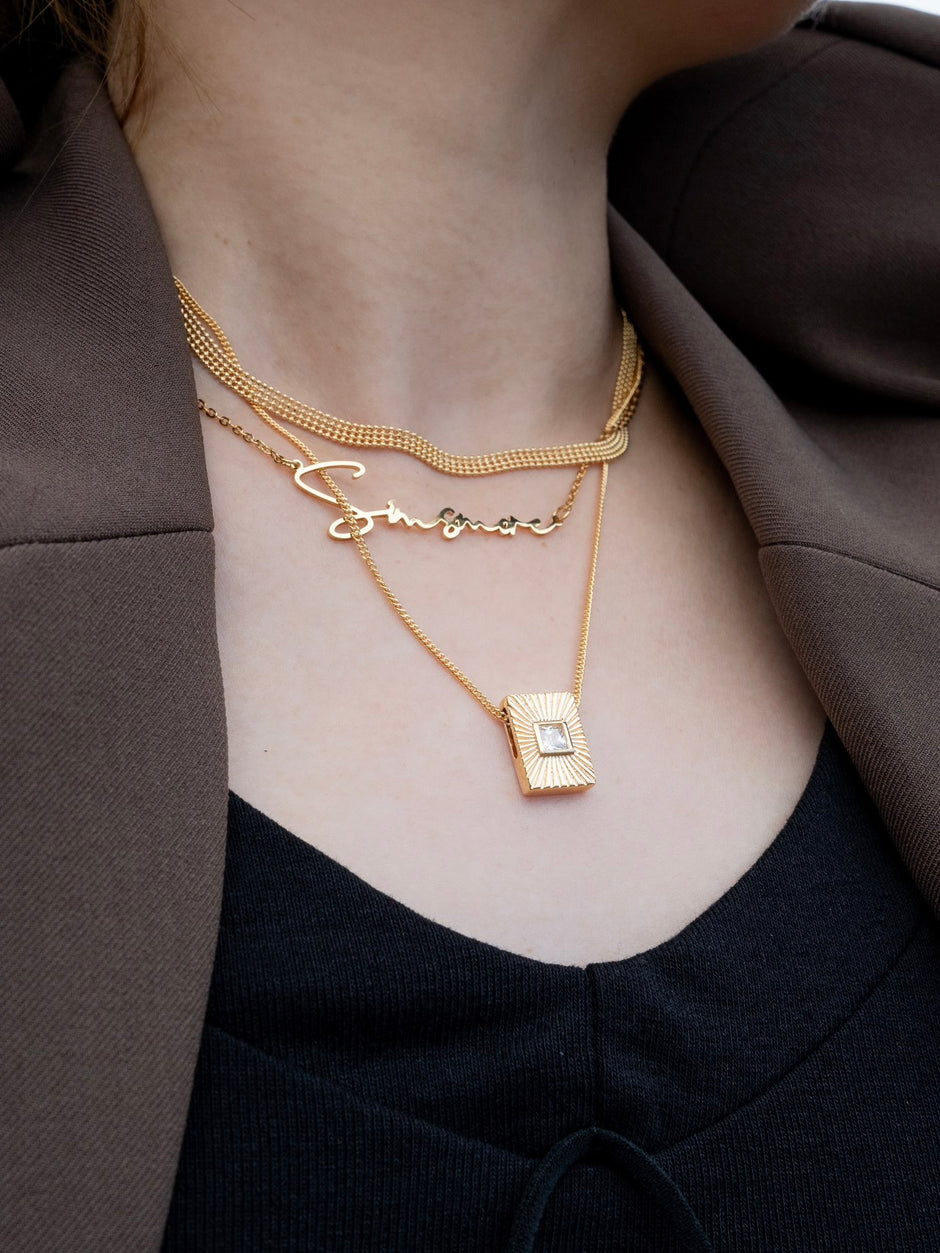 925 silver plated 18K gold letter customized necklace image 9