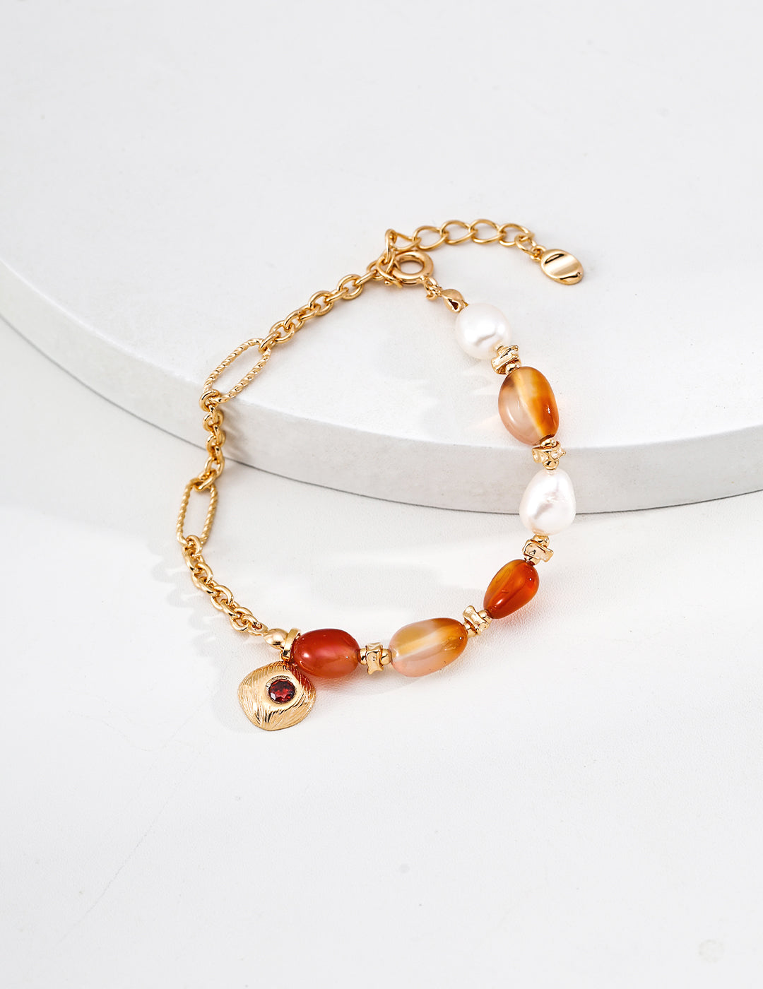 Red agate pearl bracelet image 0