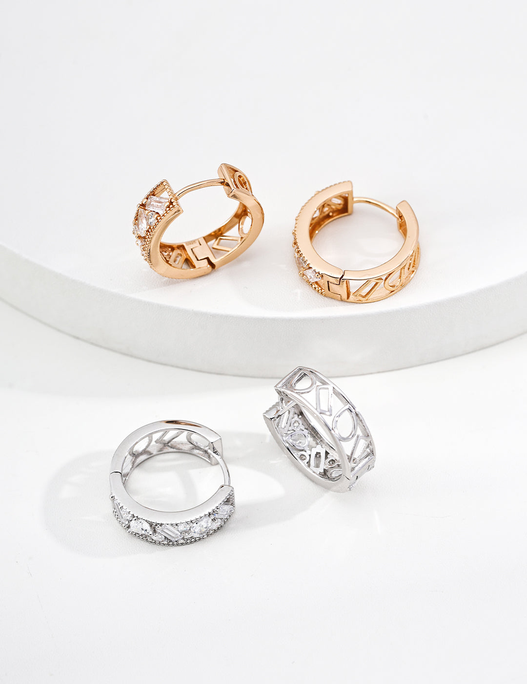 Asymmetrical CZ Stud Earrings