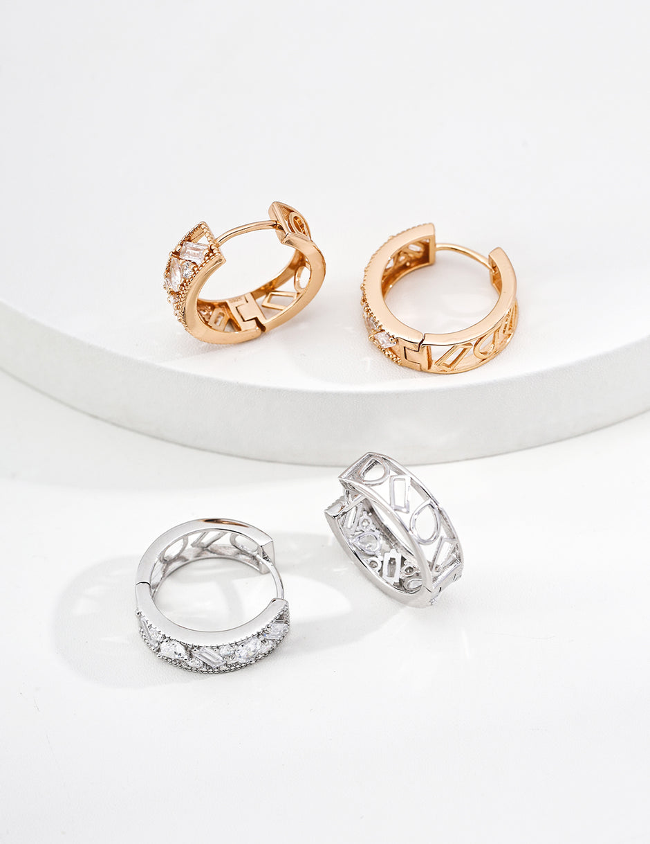 Asymmetrical CZ Stud Earrings