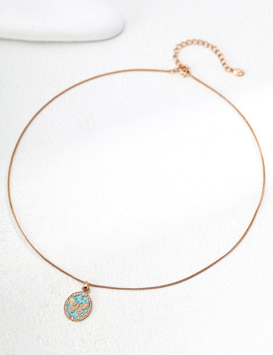 Vintage Gold Butterfly Necklace，Adjustable S925 Silver Jewelry