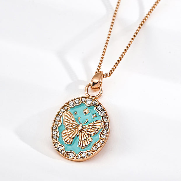 Vintage Gold Butterfly Necklace，Adjustable S925 Silver Jewelry