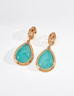 Vintage S925 Silver Gold Plated Lapis Lazuli Amazonite Moon Earrings for Women