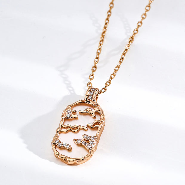 Vintage S925 Sterling Silver Fuyao Necklace, Retro Pendant Jewelry Gift