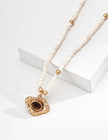 MISSA Baroque Pearl Choker Necklace with Hammered Tiger's Eye Pendant