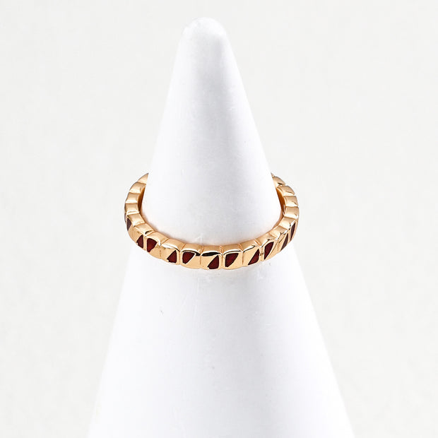 Artisan Vintage Gold S925 Silver Burgundy Enamel Ring