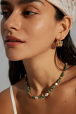 Sterling Silver Pearl & Green Gemstone Necklace for Women – Handmade Beaded Statement Jewelry