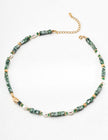 Sterling Silver Pearl & Green Gemstone Necklace for Women – Handmade Beaded Statement Jewelry